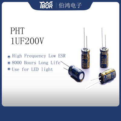 1UF200V Kapasitor Elektrolit Aluminium ESR Rendah 6.3x11mm 8000 Jam