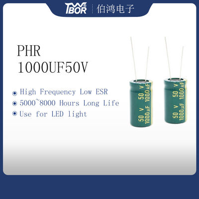 13X25mm LED Light Capacitor Frekuensi Tinggi 1000 Uf 50 Volt Capacitor
