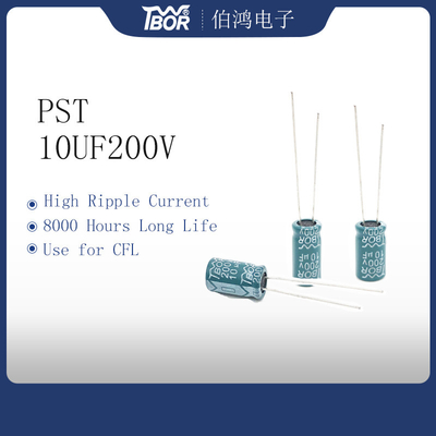 ISO9001 8X16MM Kapasitor Elektrolit Aluminium Radial 10UF200V