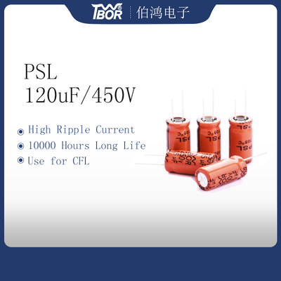 Orange 22X45MM CFL Aluminium Electrolytic Capacitor 120uF450V