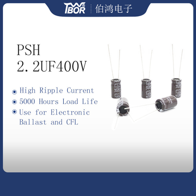 2.2UF400V Kapasitor Elektrolitik Tegangan Tinggi 8X12mm Kapasitor Arus Riak Tinggi