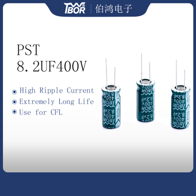 8.2uf400v 10x20 Kapasitor Elektrolit Aluminium Radial Kapasitor Arus Riak Tinggi