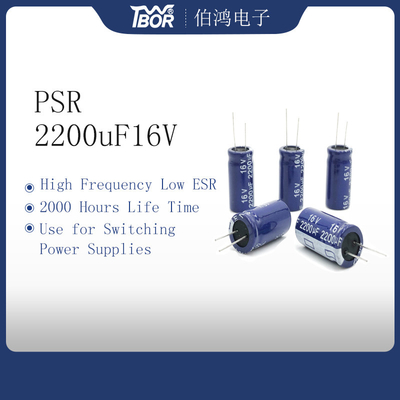 Frekuensi Tinggi Rendah ESR Aluminium Electrolytic Capacitor 2200UF16V 13X25mm