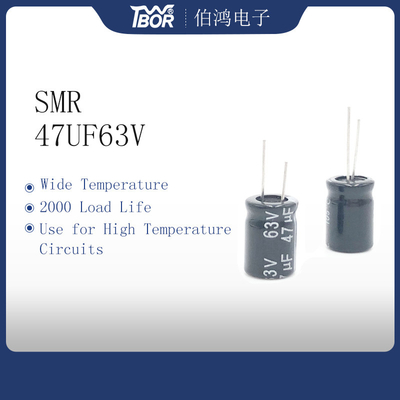 47UF63V Miniatur Aluminium Kapasitor Elektrolit 8x12mm Kapasitansi Besar