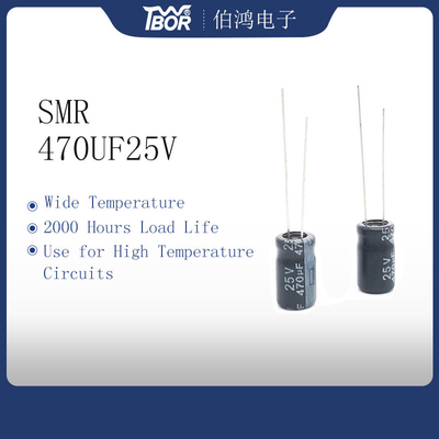 10X13mm Miniatur Kapasitor Elektrolit 470uf 25v 2000 Jam Beban Hidup