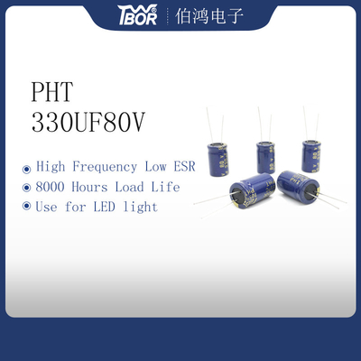 Biru 330UF 80V Aluminium Electrolytic Capacitor 13X20mm 10000 Jam Umur Panjang