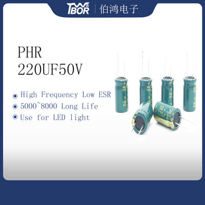 PHR 220UF 50V Frekuensi Tinggi Aluminium Electrolytic Capacitor Untuk Lampu LED