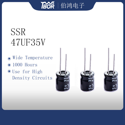 Hitam Lebar Suhu 5x7mm Miniatur Kapasitor 25v 47uf