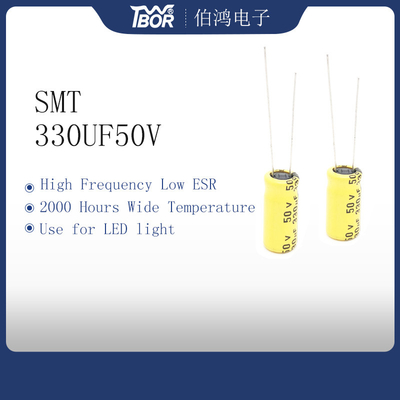 Kapasitor Elektrolit Frekuensi Tinggi ESR Rendah 330UF50V 10x16mm